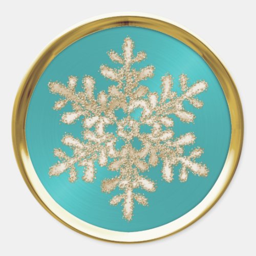 Holiday Gold Crystal Snowflake on Aqua Seal