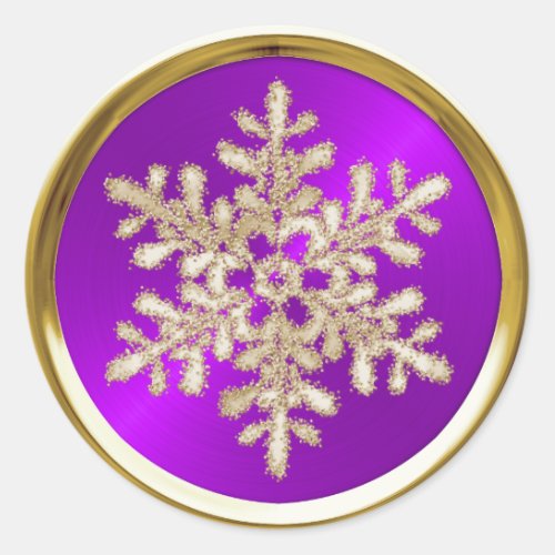 Holiday Gold Crystal Snowflake on Purple Seal