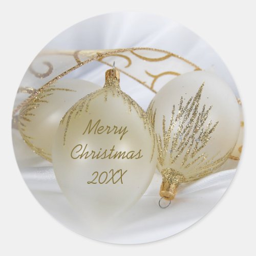 Holiday Gold Ornaments Classic Round Sticker