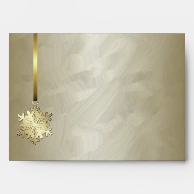 Holiday Gold Snowflake Gold Foil 5x7 Envelope (Front)