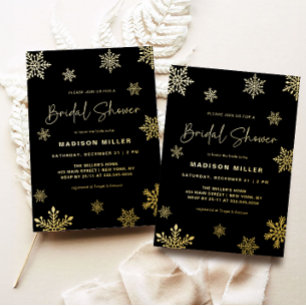 Holiday Gold Snowflake Winter Bridal Shower Foil Invitation