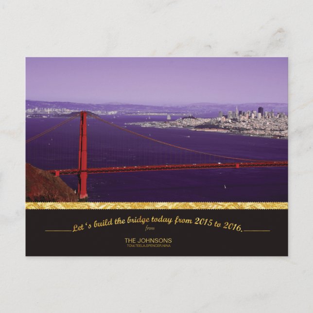 Holiday Golden Gate Bridge & San Francisco skyline Postcard (Front)