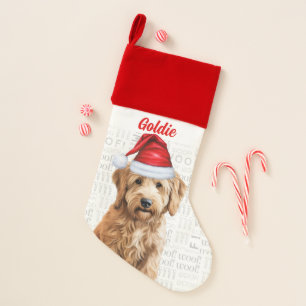 Holiday Goldendoodle with Dog's Name Christmas Stocking