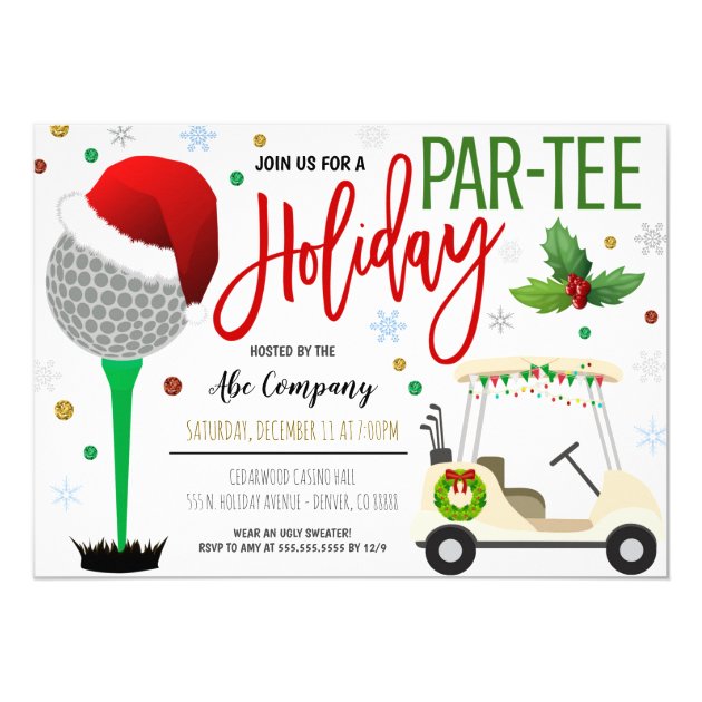 Holiday Golf Party Invitation  Zazzle.com