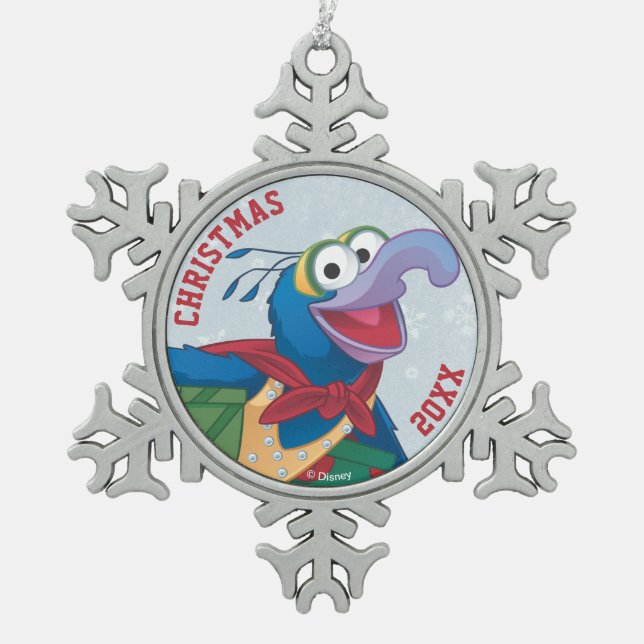 Holiday Gonzo Snowflake Pewter Christmas Ornament (Front)
