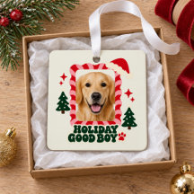 Holiday Good Boy Custom Dog Photo Christmas