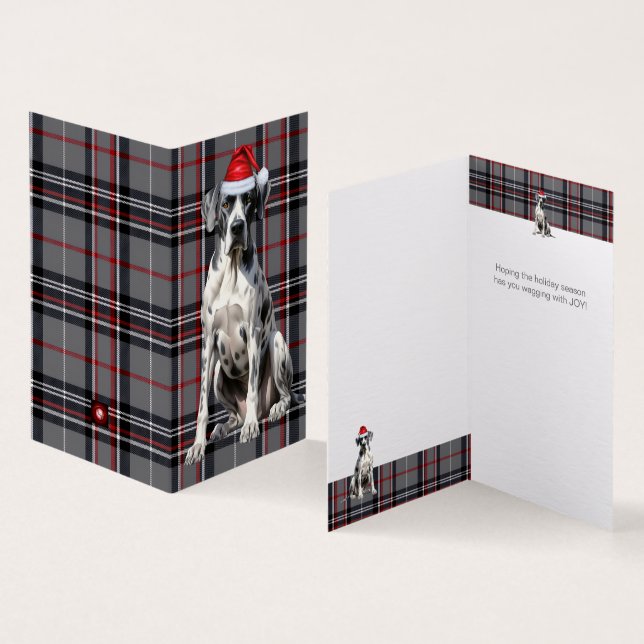 Holiday Great Dane Red and Gray Plaid Christmas (Inside and Outside)