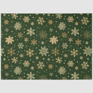 Holiday Green and Gold Snowflakes Tissue Paper