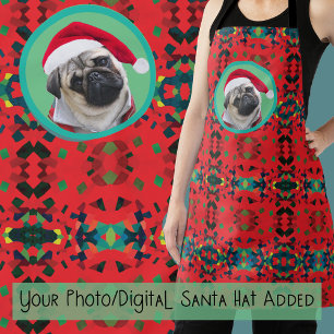 Holiday Green and Red with Your Photo and Bow Tie Apron