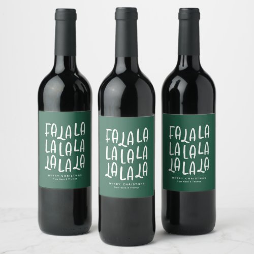 Holiday green and white fun personalized holiday wine label