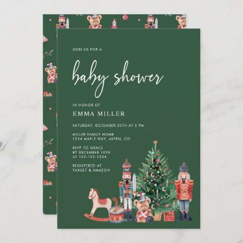 Holiday Green Baby Shower Invitation