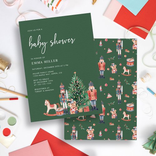 Holiday Green Baby Shower Invitation