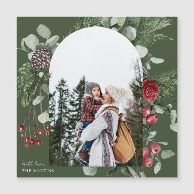 Holiday Green Botanical Photo Arch Christmas (Front)