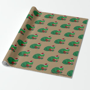 Holiday Green Dragon Wrapping Paper