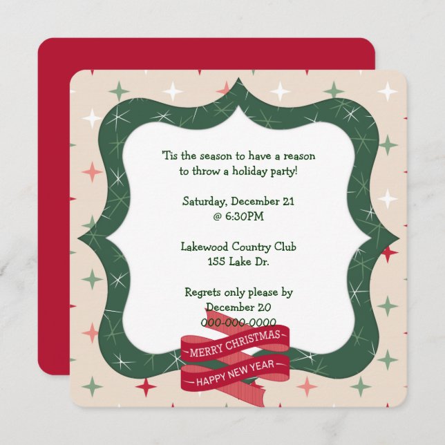 Holiday Green Frame for Party Invitation (Front/Back)