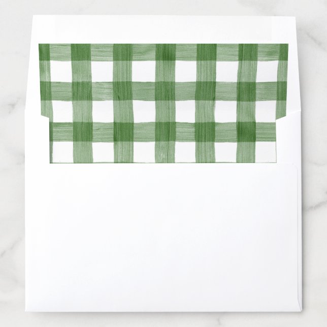 Holiday Green Gingham Plaid Envelope Liner (In Envelope)