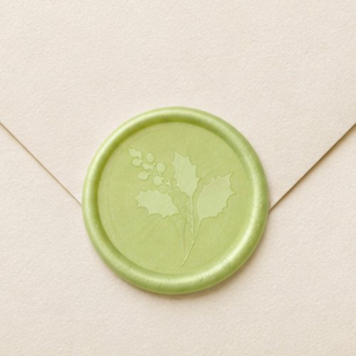 Holiday Green Holly Berries Minimalist  Wax Seal Sticker