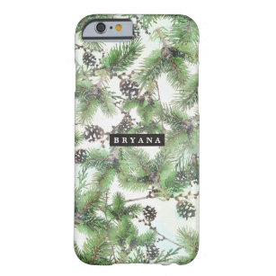 Holiday Green & Pine Cones Country Winter Barely There iPhone 6 Case