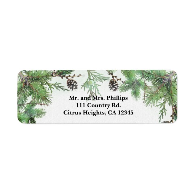 Holiday Green & Pine Cones Country Winter Label (Front)