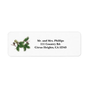 Holiday Green & Pine Cones Country Winter Label