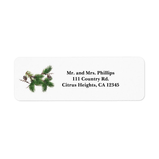 Holiday Green & Pine Cones Country Winter Label (Front)