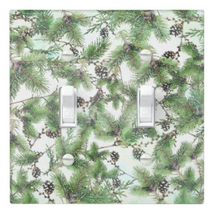 Holiday Green & Pine Cones Country Winter Rustic Light Switch Cover