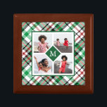 Holiday Green Plaid Photo Collage and Monogram Gift Box<br><div class="desc">Beautiful green,  red,  and white holiday plaid gift box features a four photo collage and center monogram. Shop this Christmas collection for coordinating greeting cards,  thoughtful gifts,  and seasonal decor!</div>
