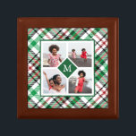 Holiday Green Plaid Photo Collage and Monogram Gift Box<br><div class="desc">Beautiful green,  red,  and white holiday plaid gift box features a four photo collage and center monogram. Shop this Christmas collection for coordinating greeting cards,  thoughtful gifts,  and seasonal decor!</div>