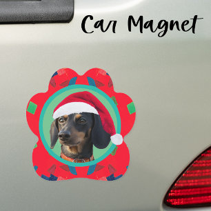 Holiday Green Red Your Dog or our Dachshund Photo Car Magnet