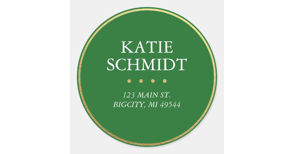 Holiday Green Return Address Label Faux Gold Foil | Zazzle.com