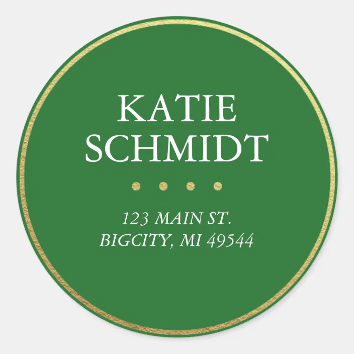 Holiday Green Return Address Label Faux Gold Foil | Zazzle.com