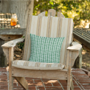 Holiday Green White Chevron Stripes on Reversible Outdoor Pillow