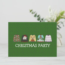 Holiday Green Wool Ugly Christmas Sweater Party Invitation