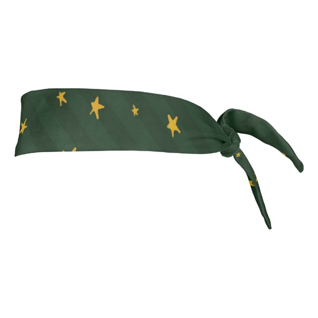 Holiday Green Yellow Star Stripe Christmas Tie Headband (Rotate 90)