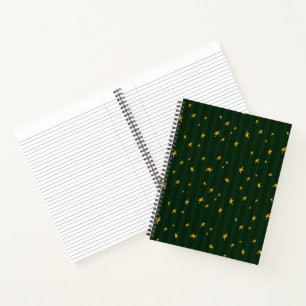 Holiday Green Yellow Stripe Star Christmas Notebook