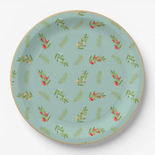 Holiday Greenery and Berries Christmas Plate