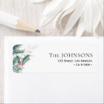 holiday greenery christmas address label<br><div class="desc">beautiful watercolor greenery foliage design with elegant black text. The colors and text features can be easily customized to your requirements.</div>