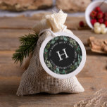 Holiday Greenery Christmas Monogram Classic Round Sticker<br><div class="desc">Customize as an address label or gift tag. Monogram optional. Illustrated holly,  juniper,  mistletoe and eucalyptus.</div>