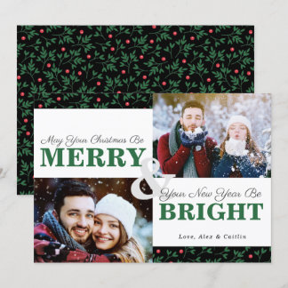 Holiday Greenery Christmas Pattern 2-Photo Card