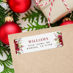 Holiday Greenery Christmas Return Address Label<br><div class="desc">Modern holiday return address labels with a watercolor poinsettia floral border to coordinate with our Joyful Greenery collection. Personalize it with your family monogram initial and return address. Click Customize It to add a photo, change the background color, or edit the text fonts and colors to create a unique one...</div>
