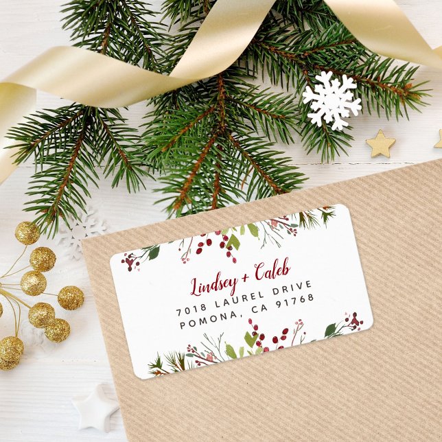 Holiday Greenery Christmas Return Address Label (Creator Uploaded)
