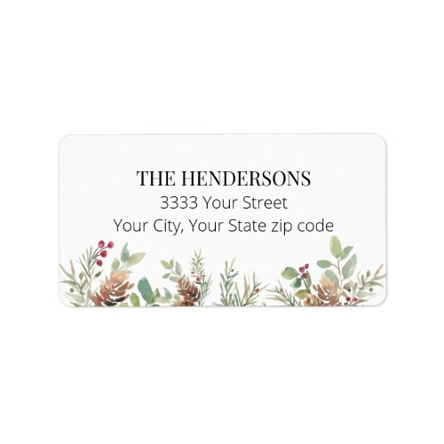 Holiday Greenery Christmas Return Address Label