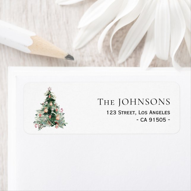 holiday greenery christmas tree address label (Insitu)