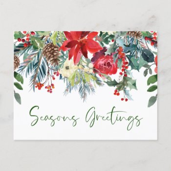Holiday Greenery Corporate Card Seasons Greetings by Sweetbriar_Drive at Zazzle