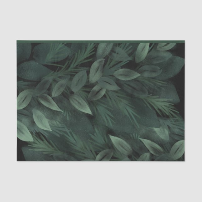 Holiday Greenery Leaves Tissue Paper (Front)