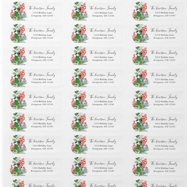 Holiday Greenery Return Address Label (Christmas Holiday Greenery Personalized Return Address Label by Painted Paperie
)