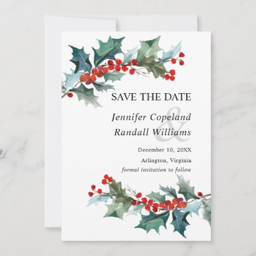 Holiday Greenery Save the Date Card