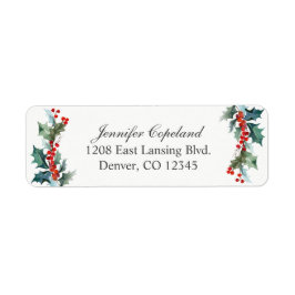 Holiday Greenery Watercolor Botanical Label