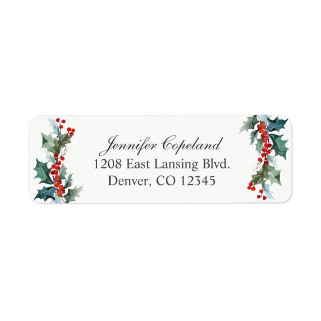 Holiday Greenery Watercolor Botanical Label (Front)