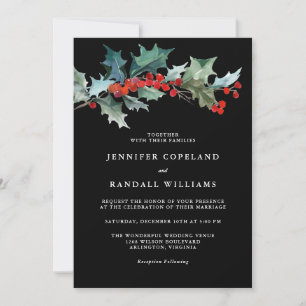 Holiday Greenery Watercolor Elegant Wedding Invitation